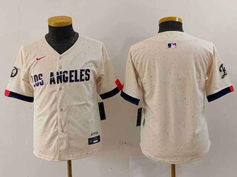 Youth Los Angeles Dodgers Blank Cream 2024 City Connect Limited Stitched Jersey->mlb youth jerseys->MLB Jersey